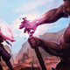 A fantasy character casts a spell on an opponent.